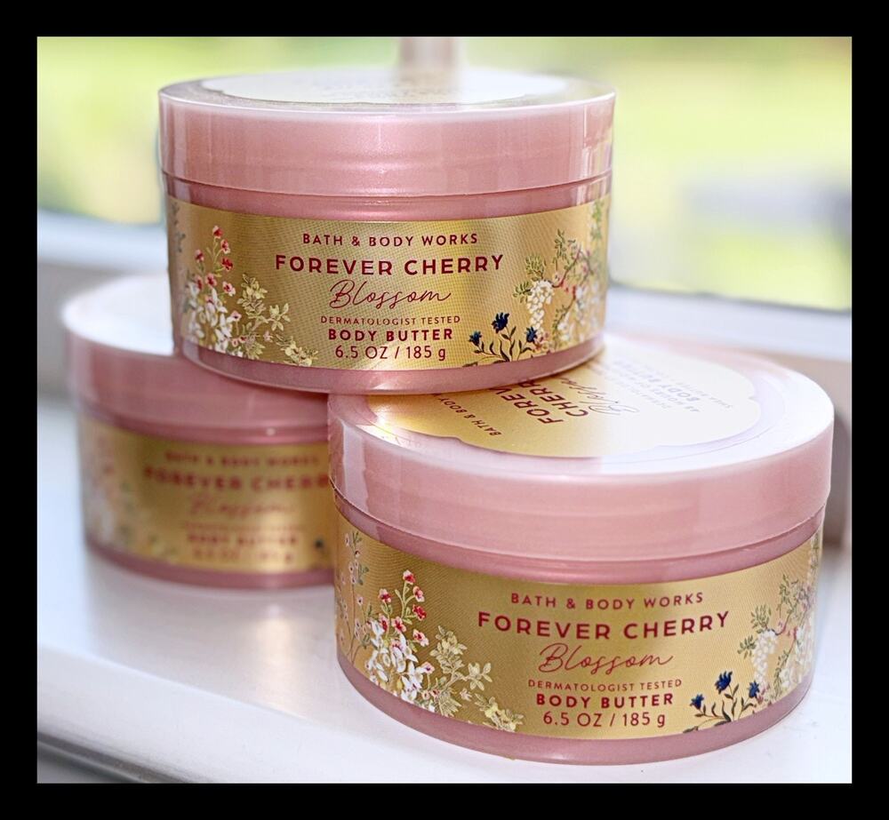 Bath & Body Works 6.5 oz Forever Cherry Blossom Whipped Body Butter Cream x3